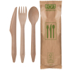 6.5in Wooden Cutlery Kit (K,F,S,N) - Individually Wrapped